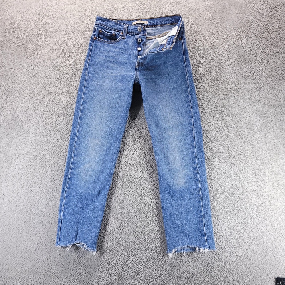 Levi's Jeans Womens 26 Blue Wedgie Straight Raw Hem Stretch 34964-0073